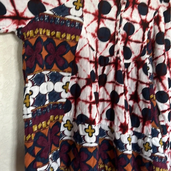 Solitaire Mixed Floral Boho Polkadot Bleached Babydoll Blouse XL - Picture 8 of 9